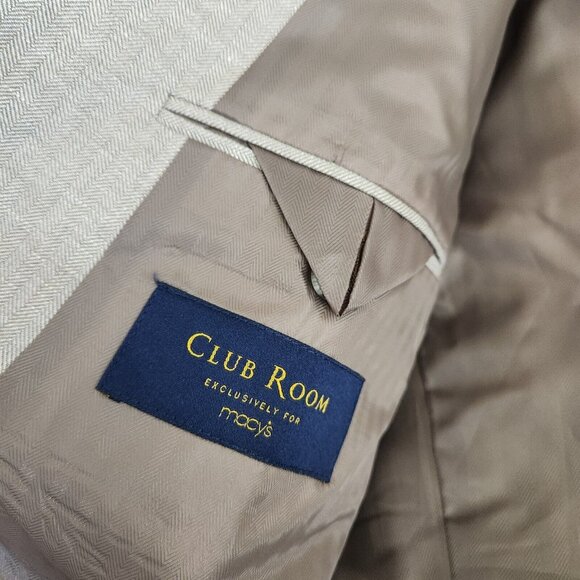 Club Room Men's 42L Linen Blend Sport Coat Blazer Two Button Casual Beige - Picture 6 of 15